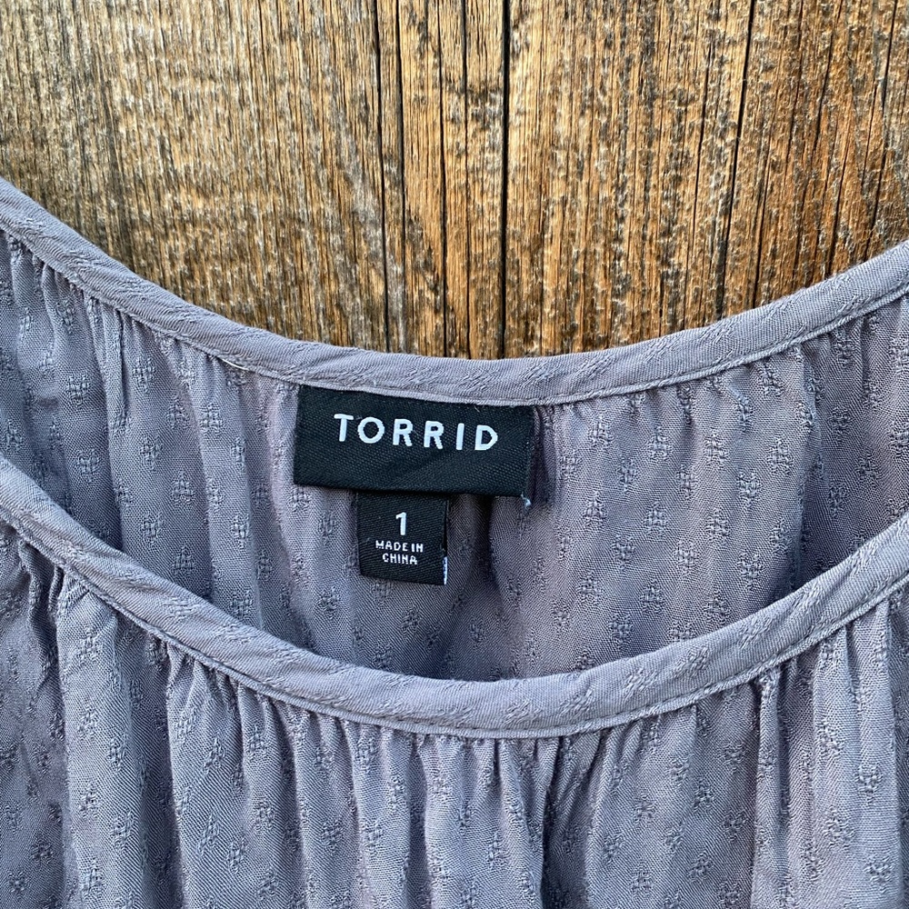 Torrid Off the Shoulder Blouse- short sleeve gray - Picture 3 of 8
